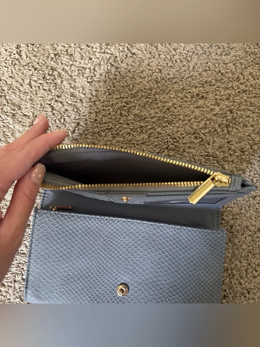 a new day Blue Gray Textured Fold-Over Wallet Clutch